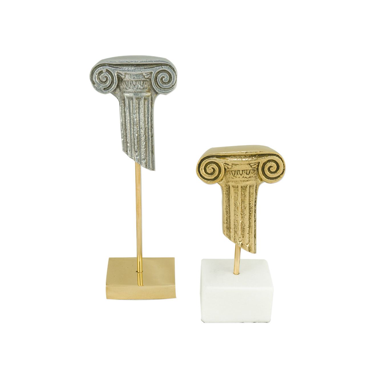 Silver Ancient Greek Column or Pillar. Solid Aluminum on Brass Base